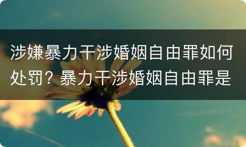 涉嫌暴力干涉婚姻自由罪如何处罚? 暴力干涉婚姻自由罪是行为犯吗