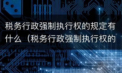 税务行政强制执行权的规定有什么（税务行政强制执行权的规定有什么意义）