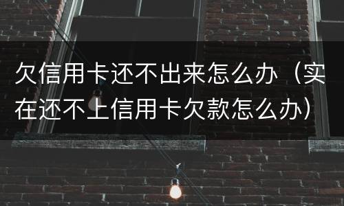 欠信用卡还不出来怎么办（实在还不上信用卡欠款怎么办）