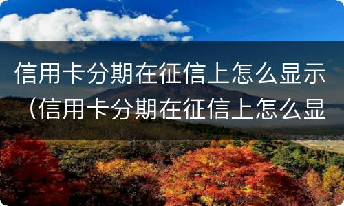 信用卡分期在征信上怎么显示（信用卡分期在征信上怎么显示消费总额）