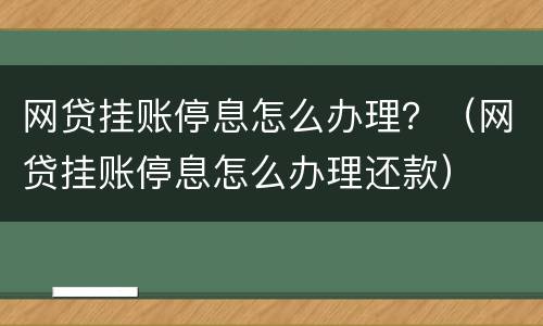 网贷挂账停息怎么办理？（网贷挂账停息怎么办理还款）