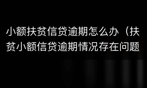 小额扶贫信贷逾期怎么办（扶贫小额信贷逾期情况存在问题）