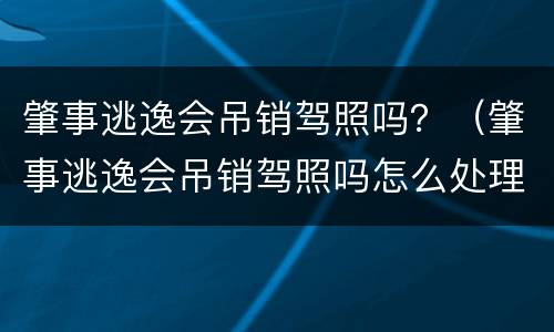 肇事逃逸会吊销驾照吗？（肇事逃逸会吊销驾照吗怎么处理）