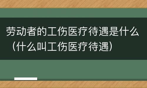 劳动者的工伤医疗待遇是什么（什么叫工伤医疗待遇）