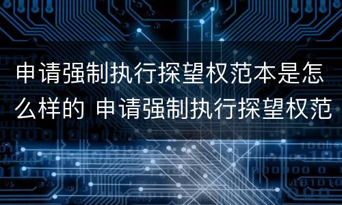 申请强制执行探望权范本是怎么样的 申请强制执行探望权范本是怎么样的