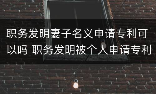 职务发明妻子名义申请专利可以吗 职务发明被个人申请专利