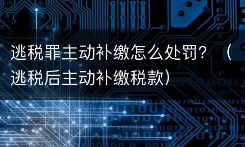 逃税罪主动补缴怎么处罚？（逃税后主动补缴税款）