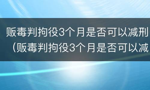 贩毒判拘役3个月是否可以减刑（贩毒判拘役3个月是否可以减刑一年）