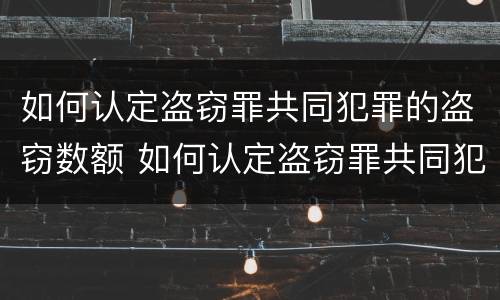 如何认定盗窃罪共同犯罪的盗窃数额 如何认定盗窃罪共同犯罪的盗窃数额标准