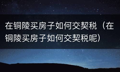 在铜陵买房子如何交契税（在铜陵买房子如何交契税呢）