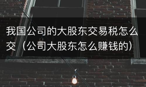 我国公司的大股东交易税怎么交（公司大股东怎么赚钱的）