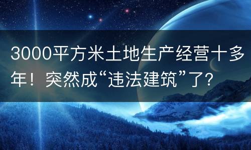 3000平方米土地生产经营十多年！突然成“违法建筑”了？