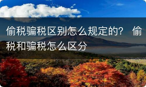 偷税骗税区别怎么规定的？ 偷税和骗税怎么区分
