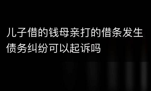 儿子借的钱母亲打的借条发生债务纠纷可以起诉吗