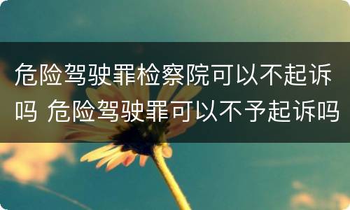 危险驾驶罪检察院可以不起诉吗 危险驾驶罪可以不予起诉吗