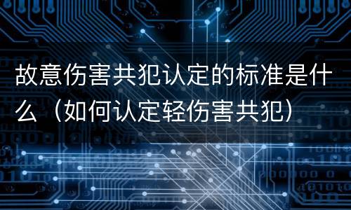 故意伤害共犯认定的标准是什么（如何认定轻伤害共犯）