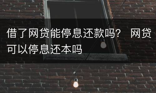 借了网贷能停息还款吗？ 网贷可以停息还本吗