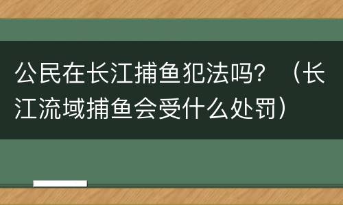 公民在长江捕鱼犯法吗？（长江流域捕鱼会受什么处罚）