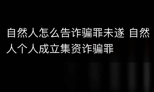 自然人怎么告诈骗罪未遂 自然人个人成立集资诈骗罪