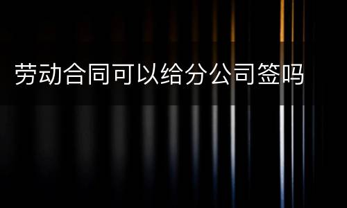 劳动合同可以给分公司签吗