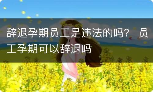 辞退孕期员工是违法的吗？ 员工孕期可以辞退吗