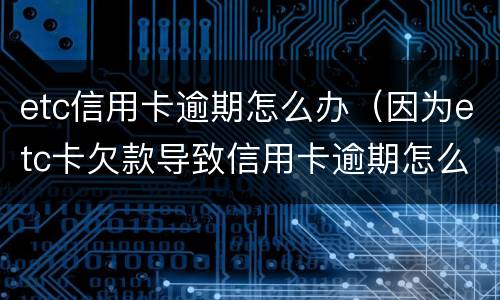 etc信用卡逾期怎么办（因为etc卡欠款导致信用卡逾期怎么办）