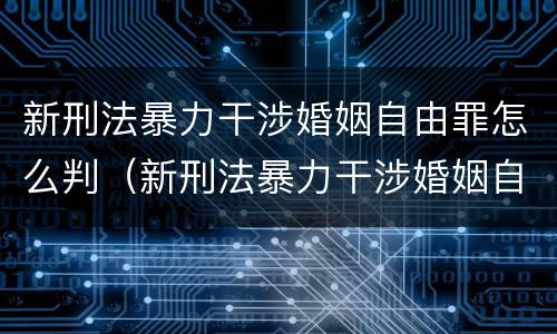 新刑法暴力干涉婚姻自由罪怎么判（新刑法暴力干涉婚姻自由罪怎么判刑）
