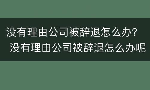 没有理由公司被辞退怎么办？ 没有理由公司被辞退怎么办呢