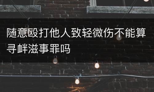 随意殴打他人致轻微伤不能算寻衅滋事罪吗