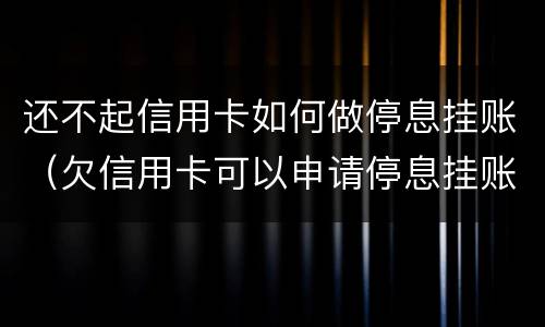 还不起信用卡如何做停息挂账（欠信用卡可以申请停息挂账吗）
