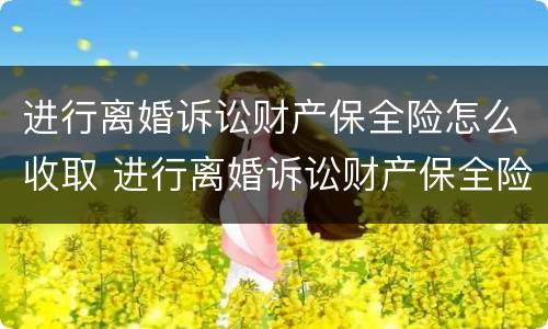 进行离婚诉讼财产保全险怎么收取 进行离婚诉讼财产保全险怎么收取诉讼费