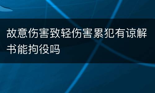 故意伤害致轻伤害累犯有谅解书能拘役吗
