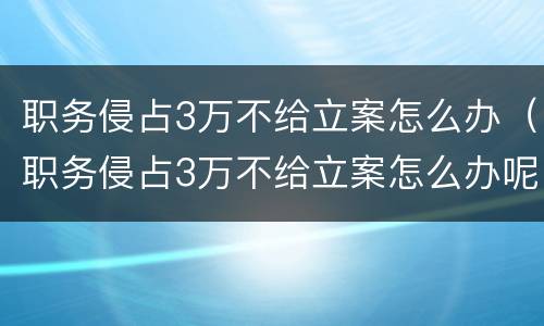 职务侵占3万不给立案怎么办（职务侵占3万不给立案怎么办呢）