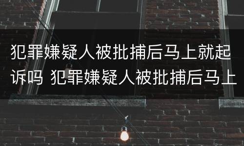 犯罪嫌疑人被批捕后马上就起诉吗 犯罪嫌疑人被批捕后马上就起诉吗怎么办