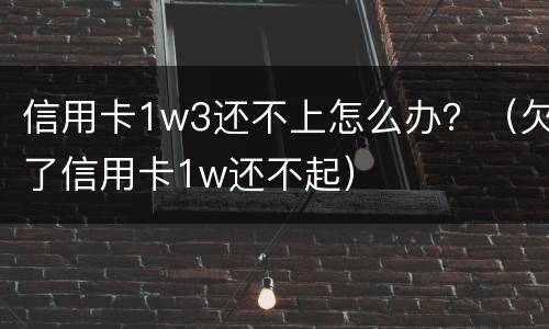 信用卡1w3还不上怎么办？（欠了信用卡1w还不起）