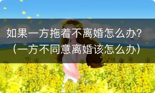 如果一方拖着不离婚怎么办？（一方不同意离婚该怎么办）