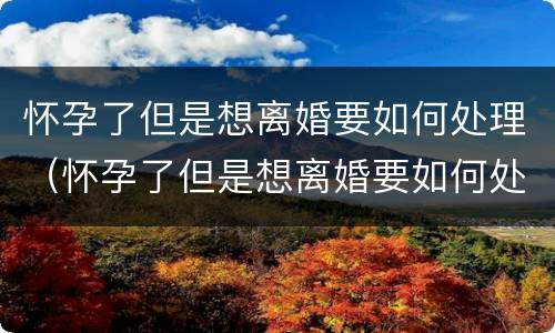 怀孕了但是想离婚要如何处理（怀孕了但是想离婚要如何处理呢）