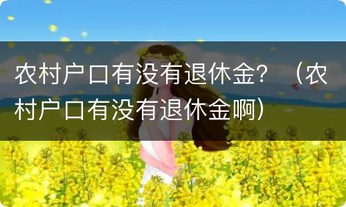 农村户口有没有退休金？（农村户口有没有退休金啊）