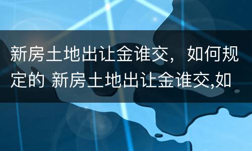 新房土地出让金谁交，如何规定的 新房土地出让金谁交,如何规定的呢