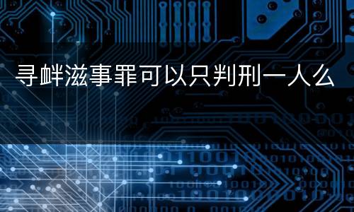 寻衅滋事罪可以只判刑一人么