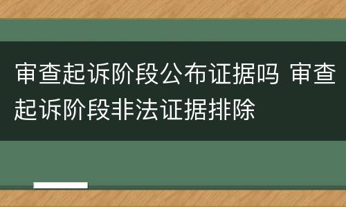 审查起诉阶段公布证据吗 审查起诉阶段非法证据排除