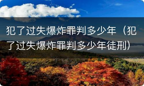 犯了过失爆炸罪判多少年（犯了过失爆炸罪判多少年徒刑）