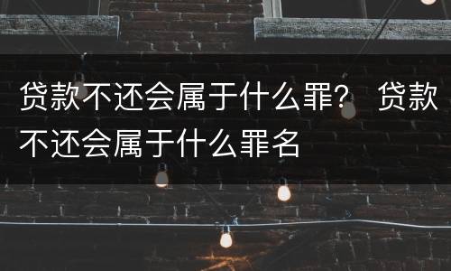 贷款不还会属于什么罪？ 贷款不还会属于什么罪名