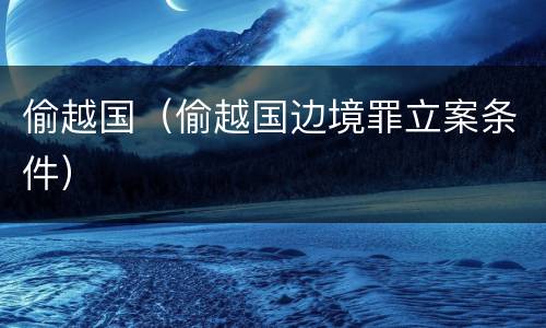 偷越国（偷越国边境罪立案条件）