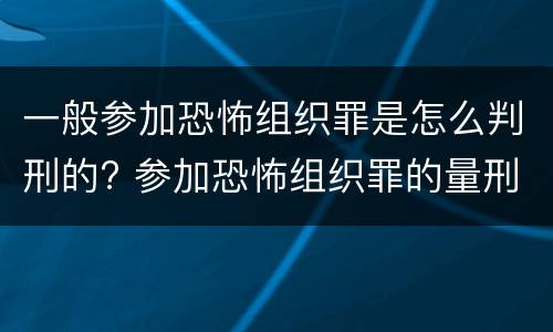 一般参加恐怖组织罪是怎么判刑的? 参加恐怖组织罪的量刑