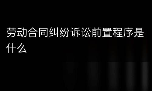 劳动合同纠纷诉讼前置程序是什么