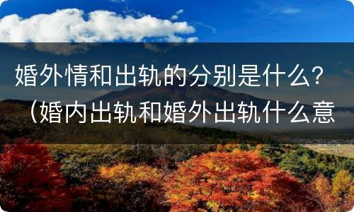 婚外情和出轨的分别是什么？（婚内出轨和婚外出轨什么意思）