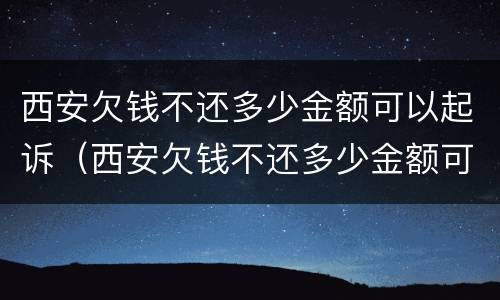 西安欠钱不还多少金额可以起诉（西安欠钱不还多少金额可以起诉法院）