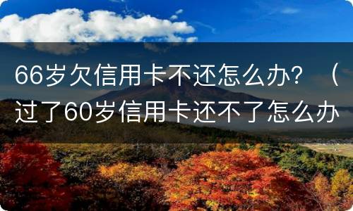 66岁欠信用卡不还怎么办？（过了60岁信用卡还不了怎么办）