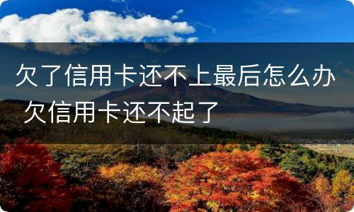 欠了信用卡还不上最后怎么办 欠信用卡还不起了